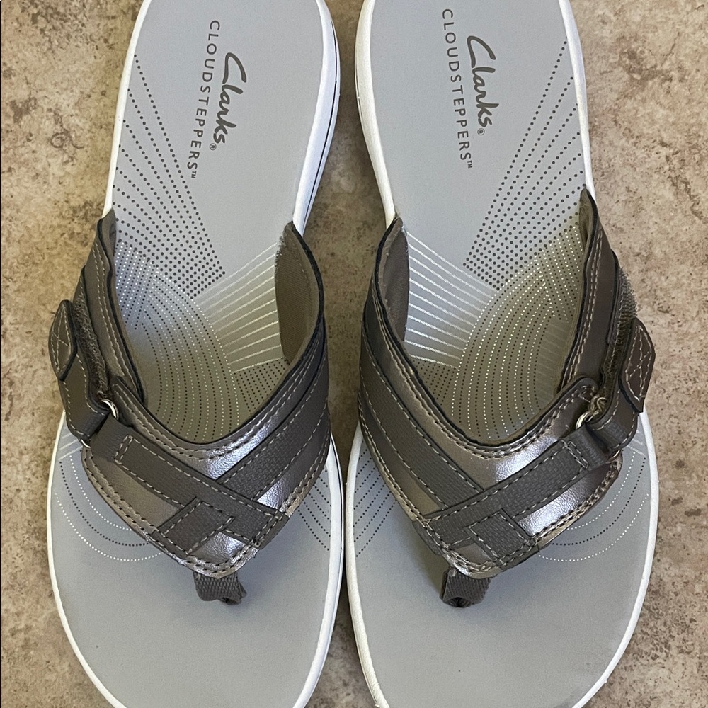 Clarks Cloudsteppers Gray Slide Sandals